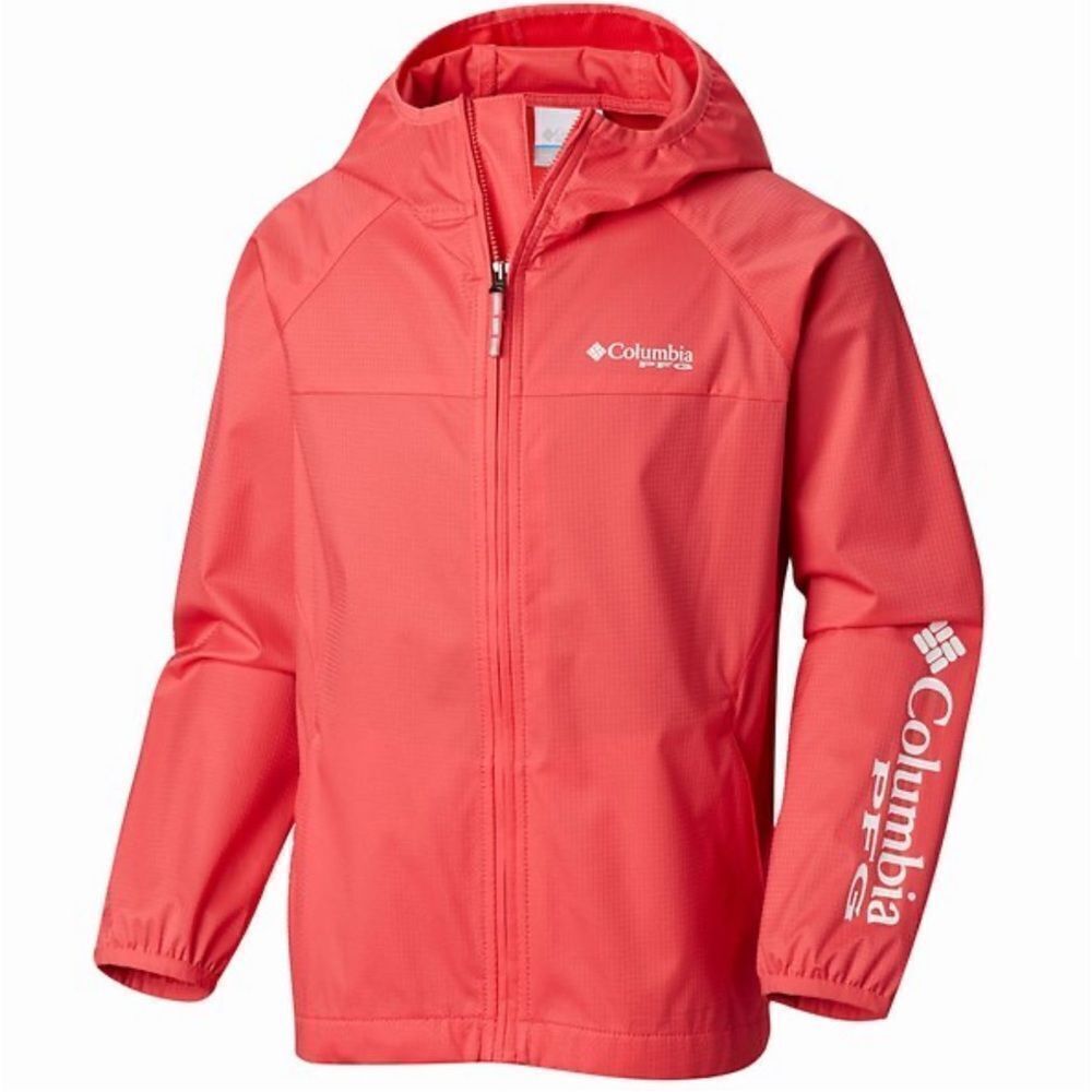 COLUMBIA PFG Tamiami Hurricane Jacket Coral Pink Girls Size Large